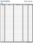Price Book Sheet