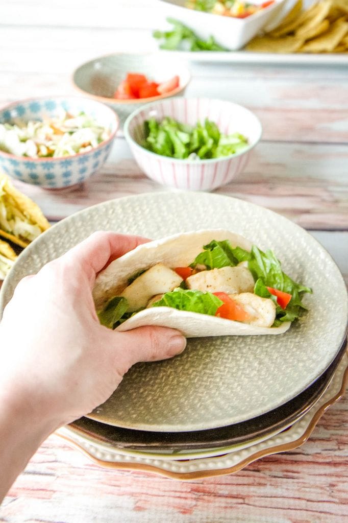 10 Minute Fish Tacos With Lettuce and Tomatoes