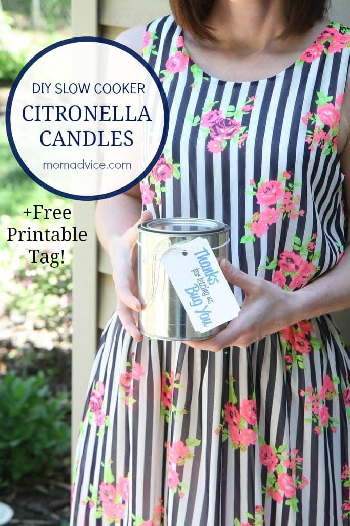 DIY Slow Cooker Citronella Candles with Printable Tag