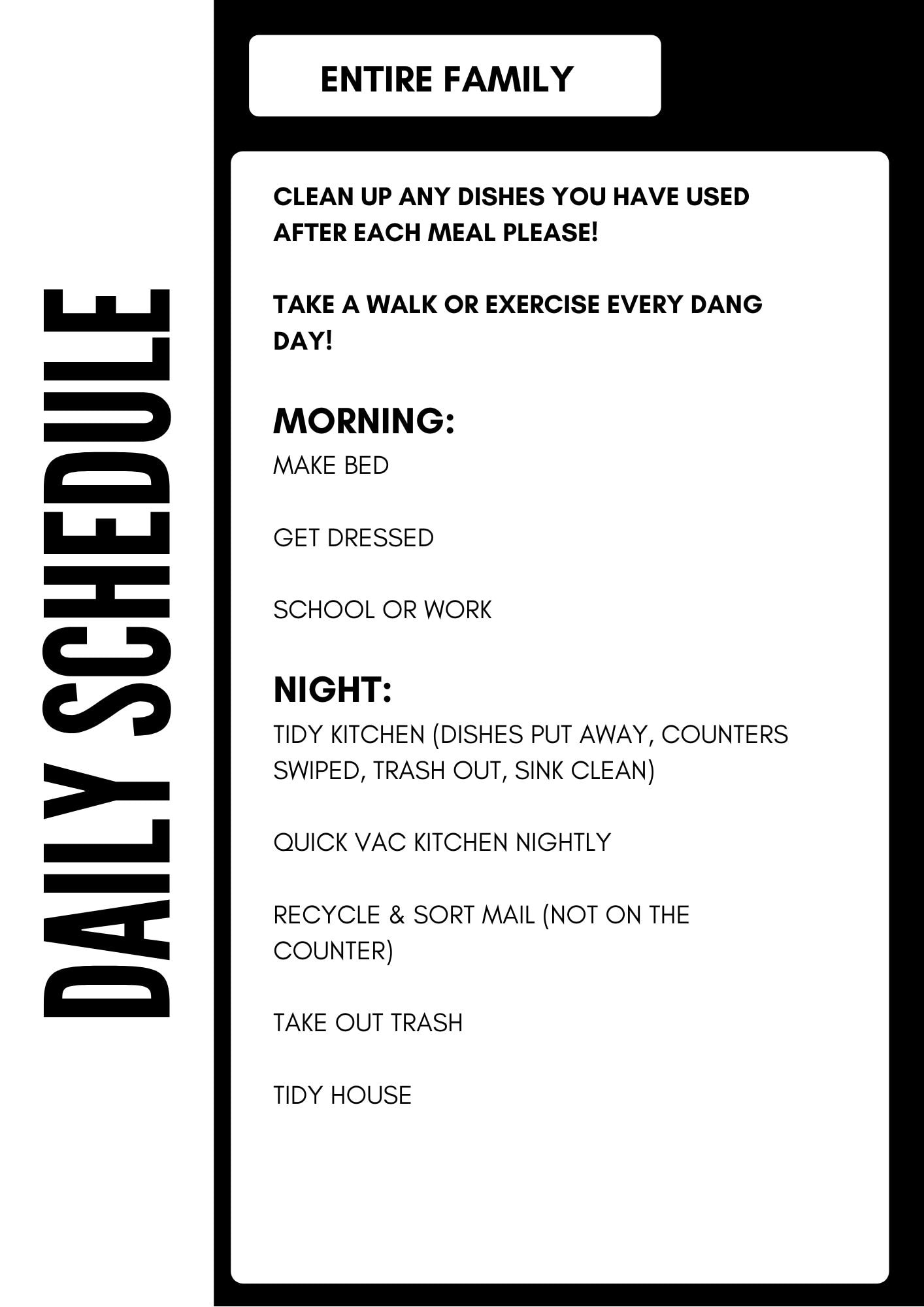 Daily Tasks During Quarantine