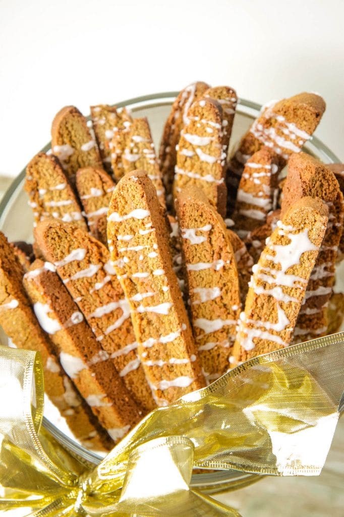 Close Up of Homemade Gingerbread Biscotti With Glaze