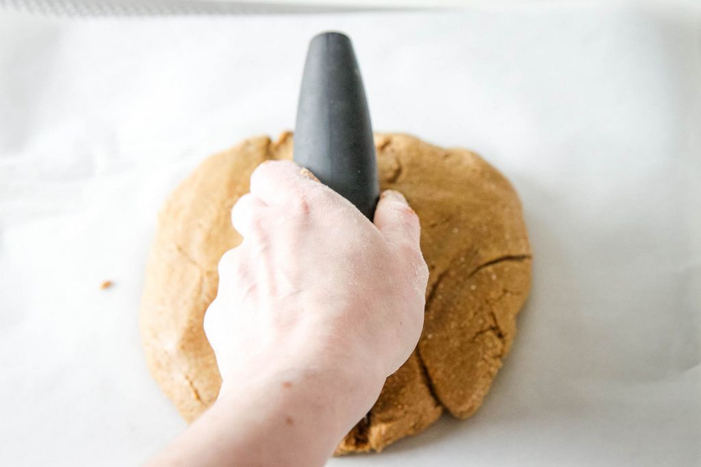 Splitting Gingerbread Biscotti Dough for a Second Bake