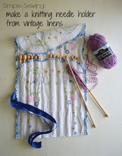 How To Make A Knitting Needle Holder From Vintage Linens
