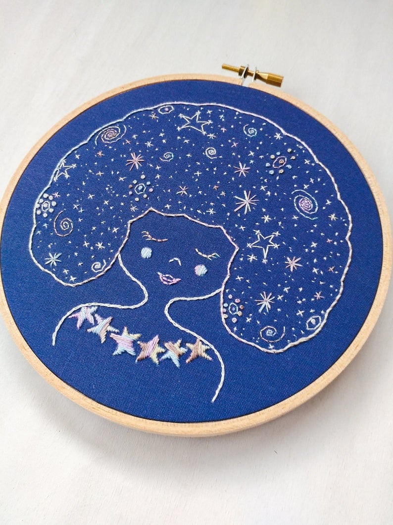 galaxy girl embroidery