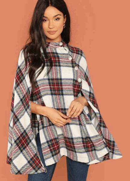 plaid poncho