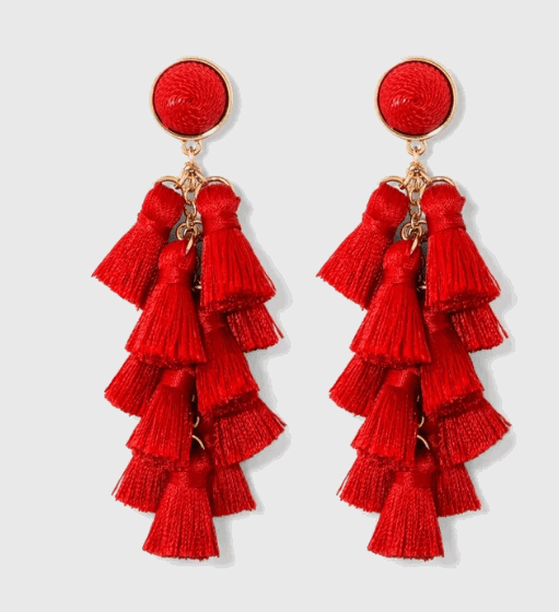 red tassel earrings