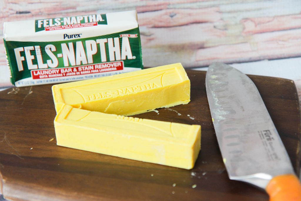 How to Make Homemade Laundry Detergent- Fels-Naptha Soap Cut in Half